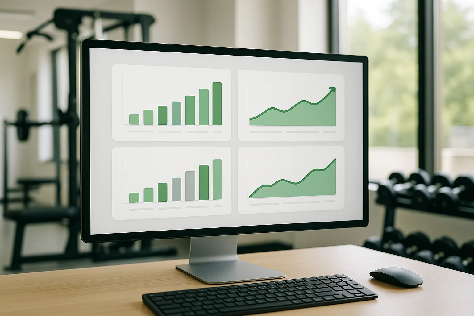 Analytics dashboard showing before-and-after performance metrics for a fitness chain's wallet pass rollout, with improvement trends across multiple categories