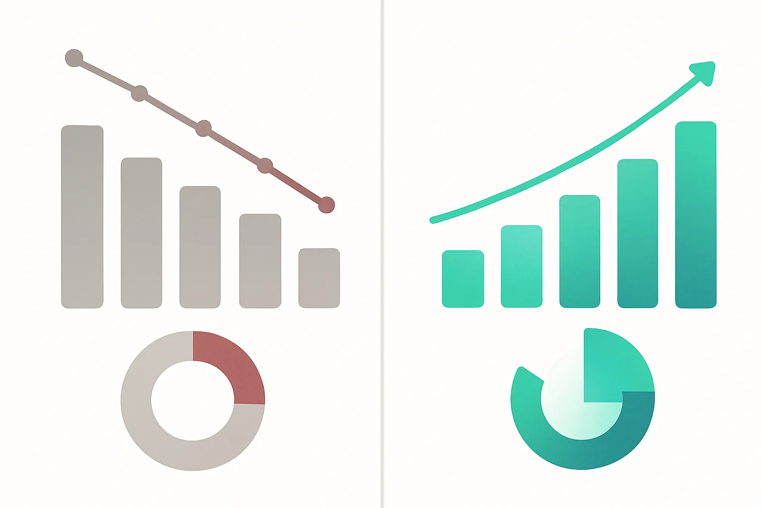 Before and after comparison showing low app engagement metrics on the left versus significantly higher wallet pass engagement metrics on the right for a restaurant brand case study