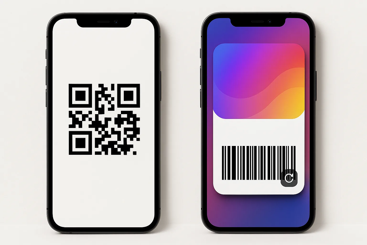 Side-by-side comparison of a static QR code ticket on the left versus a dynamic Apple Wallet event pass on the right, illustrating the difference between legacy and modern ticketing approaches
